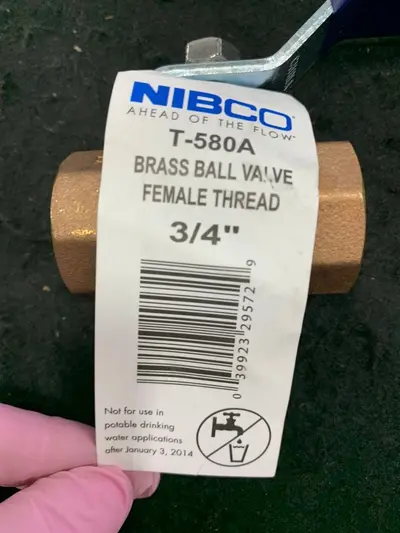 Nibco T-580A 3/4" Brass Ball Valve, FIP Threaded, Conventional Port - Thumbnail 4