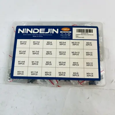 NINDEJIN 720pcs Flat Head Machine Screws Kit M1.4 M1.7 M2 M2.5 M3 Black Steel - Thumbnail 2
