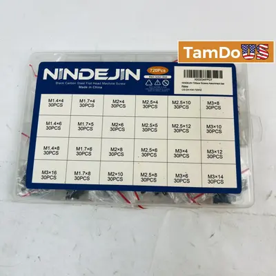 NINDEJIN 720pcs Flat Head Machine Screws Kit M1.4 M1.7 M2 M2.5 M3 Black Steel - New - Real photo at TamDo.us