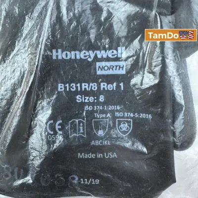 North B131R Black Chemical-Resistant Gloves - Size 8 - Thumbnail 5