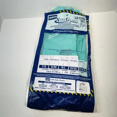 North NitriGuard Plus LA132G 15 Mil Flock-Lined Nitrile Gloves, Size 9 (11 Pack) - New - Real photo at TamDo.us