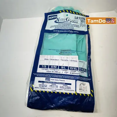 North NitriGuard Plus LA132G 15 Mil Flock-Lined Nitrile Gloves, Size 9 (11 Pack) - Thumbnail 3