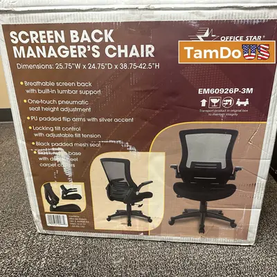 Office Star Screen Back Manager's Chair (25.75W x 24.75D x 38.75-42.5H) - New Open Box - Real photo at TamDo.us