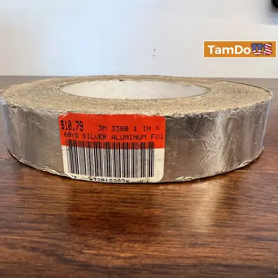 Pack 7 3M 3380 1.0" x 60yd Silver Aluminum Foil Tape - Thumbnail 6