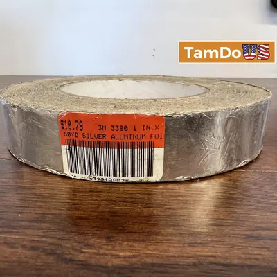 Pack 7 3M 3380 1.0" x 60yd Silver Aluminum Foil Tape - Thumbnail 1