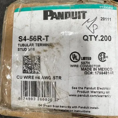 Panduit S4-56R-T Tubular Terminal, 5/16" Stud, Box of 200 - Thumbnail 6
