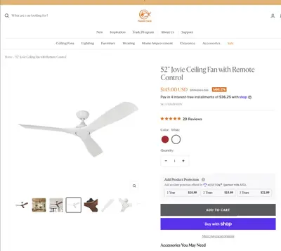 Parrot Uncle $199 52" Jovie Indoor Ceiling Fan with Remote Control - Thumbnail 3
