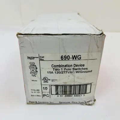 Pass & Seymour 690-WG Combination Device, Two 1-Pole Switches 15A 120/277V - Thumbnail 3