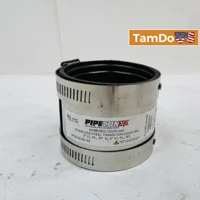 PIPECONX SC00-22 Shielded Coupling, 2" CI/PL/ST to 2" CI/PL/ST Stainless - Thumbnail 1
