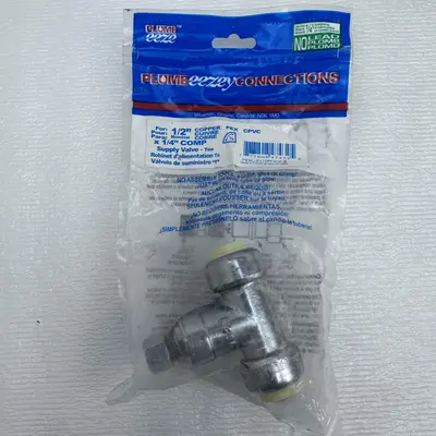 Plumb Eezey Connection 1/2" Copper x 1/4" COMP Supply Valve - Tee - Thumbnail 2