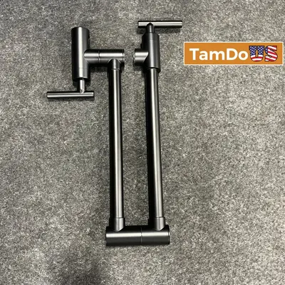 Pot Filler Faucet, Matte Black, Wall Mount, Dual Handle, Foldable - New Open Box - Real photo at TamDo.us