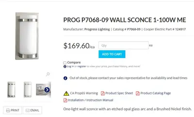 Progress Lighting Wall Sconce P7068-09 Brushed Nickel ADA Compliant - Thumbnail 4