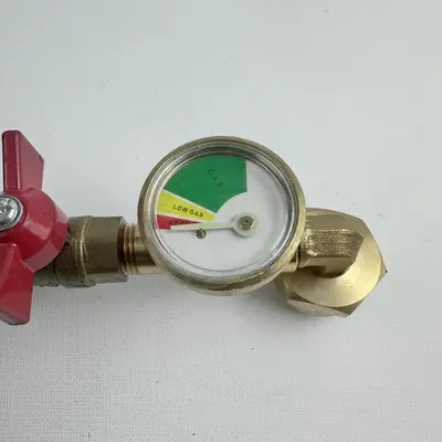 Propane Tank Gas Gauge Regulator Adapter w/ Shut-Off Valve & Pressure Meter - Thumbnail 5