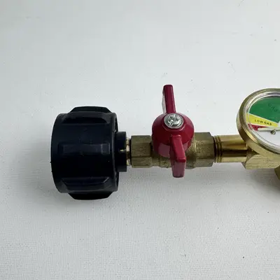 Propane Tank Gas Gauge Regulator Adapter w/ Shut-Off Valve & Pressure Meter - Thumbnail 3