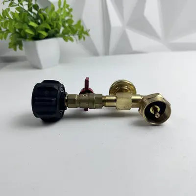 Propane Tank Gas Gauge Regulator Adapter w/ Shut-Off Valve & Pressure Meter - Thumbnail 4