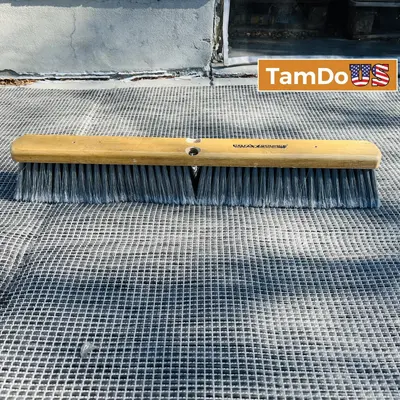 ProSource 24" Grey Flagged Push Broom Heavy-Duty Commercial Floor Sweeper - Thumbnail 1