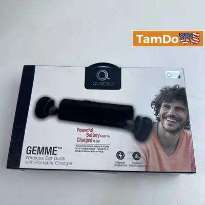 Quikcell Gemme True Wireless Earbuds with Portable Charging Dock Black Boxed TWS - New - Real photo at TamDo.us