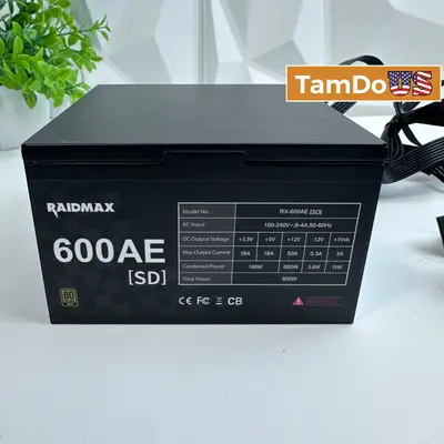 Raidmax RX-600AE-SD 600W ATX Power Supply 80 PLUS Gold Certified Non-Modular - Thumbnail 1