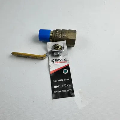 Raven FFBL-034-NL 3/4" Brass Ball Valve 400 WOG Lead-Free PEX Adapter - Thumbnail 5