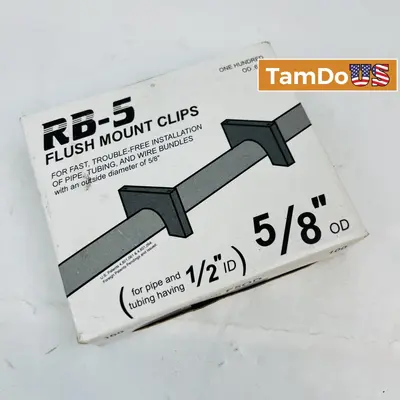 RB-5 Flush Mount Clips 100 Qty for 1/2" ID 5/8" OD Pipe - Thumbnail 1