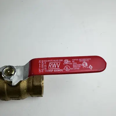 Red-White 1/2" Brass Ball Valve Fig 5592AB 600 WOG Lead-Free - Thumbnail 6