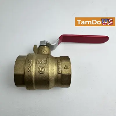 Red-White 1/2" Brass Ball Valve Fig 5592AB 600 WOG Lead-Free - Thumbnail 1