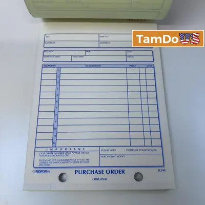 Rediform Purchase Order Book Bottom Punch Two-Part 50/Book Carbonless 10 Pack - New - Real photo at TamDo.us
