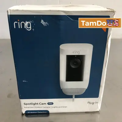 Ring Spotlight Cam Pro Plug-In Outdoor Security Camera, Lights & Siren 3D Motion - New Open Box - Real photo at TamDo.us