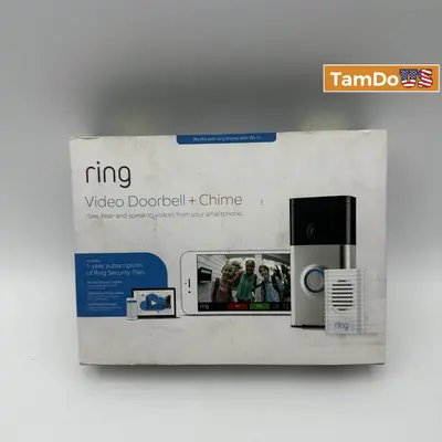 Ring Video Doorbell 1st Gen + Chime Wi-Fi Bundle Satin Nickel - New Open Box - Real photo at TamDo.us