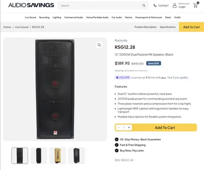 ROCKVILLE RSG12.28 Dual 12” 2000 Watt Passive Pro Audio Speaker - Thumbnail 2