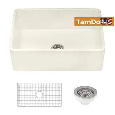Ruvati Fiamma Undermount 33-in Fireclay Single Bowl Kitchen Sink - Thumbnail 1