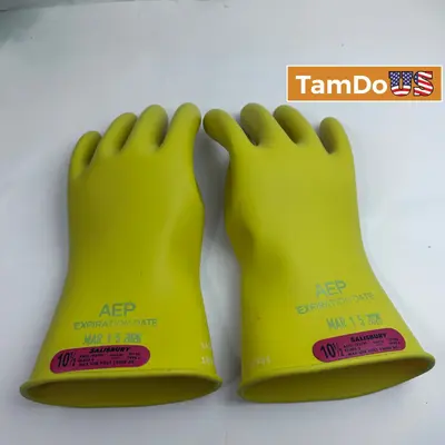 Salisbury Class 0 Rubber Insulating Gloves 1000V AC Size 10.5 Yellow D120 - Excellent - Real photo at TamDo.us