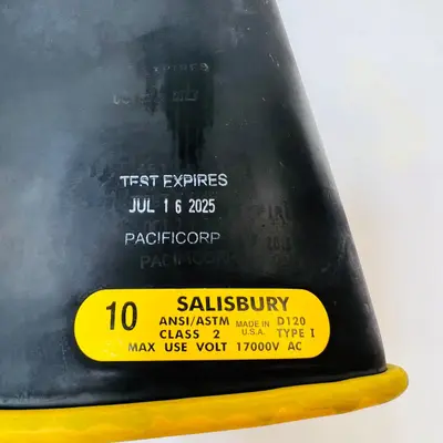 Salisbury Class 2 Electrical Rubber Gloves Size 10 17kV ANSI ASTM Type I - Thumbnail 4