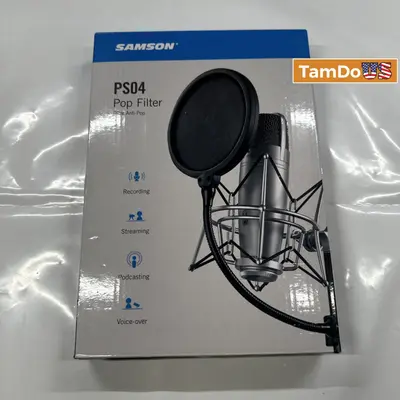Samson PS04 Microphone Pop Filter Dual-Layer Nylon Mesh 8" Gooseneck C-Clamp - Thumbnail 1