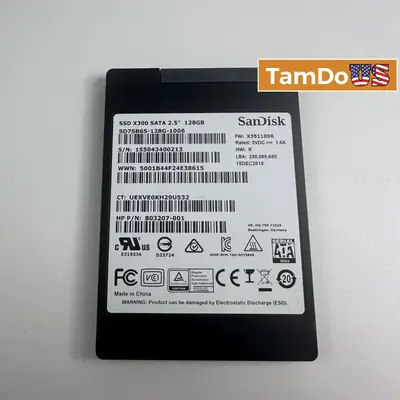 SanDisk X300 128GB 2.5 SATA III SSD SD7SB6S-128G-1006 HP P/N 803207-001 Drive - Good - Real photo at TamDo.us