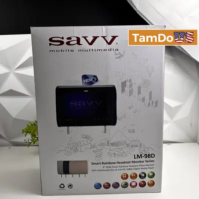 Savv LM-98D 9" Headrest Monitor DVD HDD Full HD 1080p Car Multimedia Player - Thumbnail 1