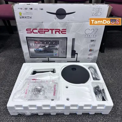 Sceptre 27" Curved LED Monitor, FHD 1080p, 75Hz, HDMI VGA, Speakers - New Open Box - Real photo at TamDo.us