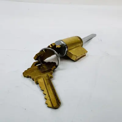 Schlage Lock Cylinder with Keys, Brass Finish, 2.5" Length - Thumbnail 4