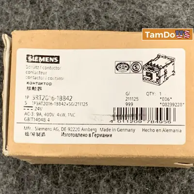 SIEMENS 3RT2016-1BB42 Contactor, 3-pole, 9A - Thumbnail 1