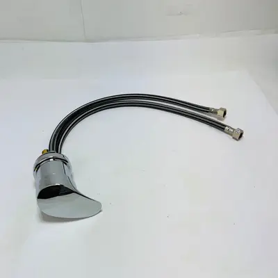 Single Handle Chrome Bathroom Vessel Sink Faucet Single Hole Brass Tap Lines Kit - Thumbnail 3