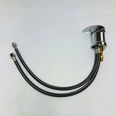 Single Handle Chrome Bathroom Vessel Sink Faucet Single Hole Brass Tap Lines Kit - Thumbnail 2