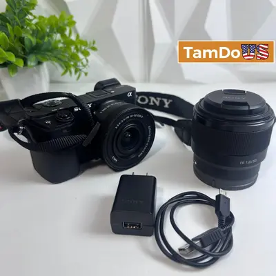 Sony Alpha 6400 APS-C Mirrorless Camera with 16-50mm OSS II & FE 50mm f/1.8 Lens - Excellent - Real photo at TamDo.us