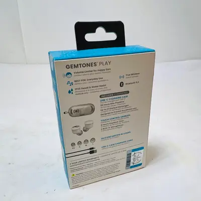 Speck Gemtones Play True Wireless Earbuds Volume Limiter IPX5 White 28H Battery - Thumbnail 3
