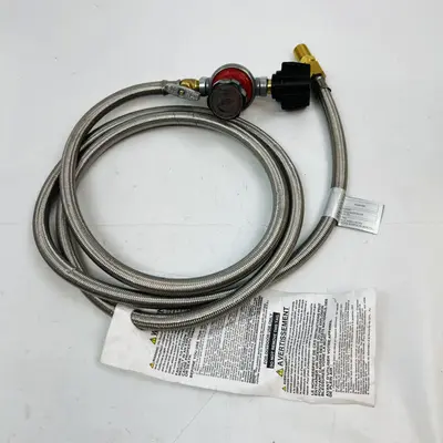 Stainless Steel Braided Propane Hose & Regulator Kit - BBQ, Heater, Fire Pit - Thumbnail 4