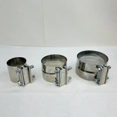 Stainless Steel Exhaust Clamp, Universal Car Pipe Clamp Set - Thumbnail 2