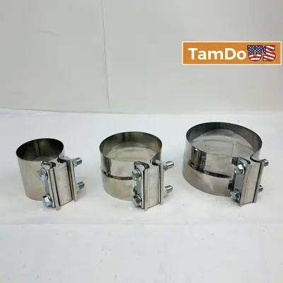 Stainless Steel Exhaust Clamp, Universal Car Pipe Clamp Set - Thumbnail 1
