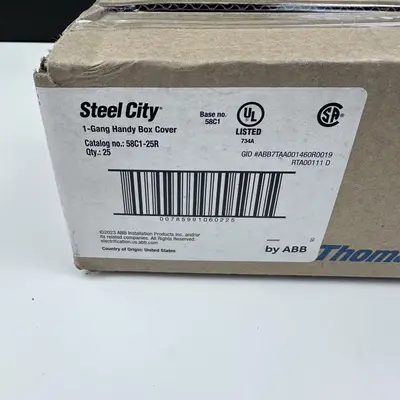 STEEL CITY 1-GANG HANDY BOX COVER 58C1-25R FLAT 1/4" RAISED - Thumbnail 6
