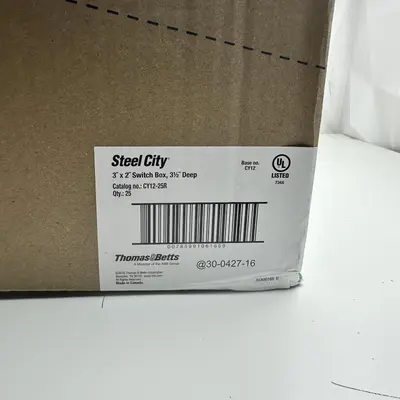 Steel City 3"x2" Switch Box, 3.5" Deep, CY12-25R, 1/2" Knockouts, Case of 24 - Thumbnail 8