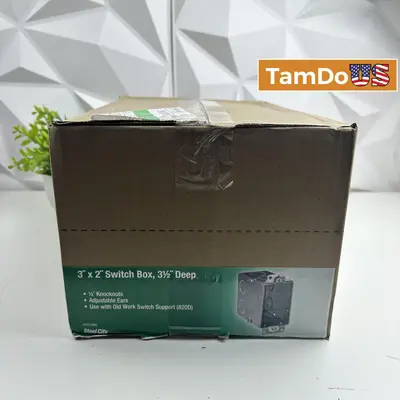 Steel City 3"x2" Switch Box, 3.5" Deep, CY12-25R, 1/2" Knockouts, Case of 24 - Thumbnail 1
