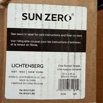 Sun Zero Lichtenberg Cordless Roman Shade 35x64 in Light Filtering Cream - Thumbnail 3